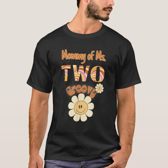 Mommy Two Groovy 2nd Birthday Toddler Hippie Boho  T-Shirt (Vorderseite)