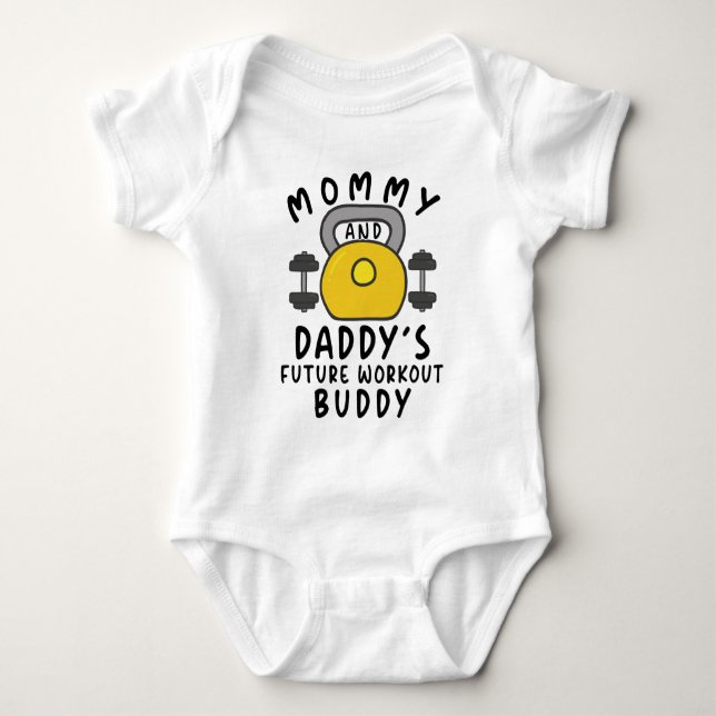 Mommy und Daddy's Future Workout Buddy Baby Strampler (Vorderseite)