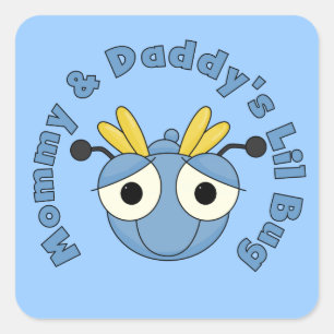 Mommy und Daddy's Lil Bug Quadratischer Aufkleber