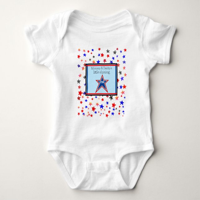 Mommy und Daddy's Little Shining Star Blue Baby Strampler (Vorderseite)