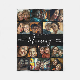Mommy We Liebe You | Moderne Herz-FotoCollage Fleecedecke