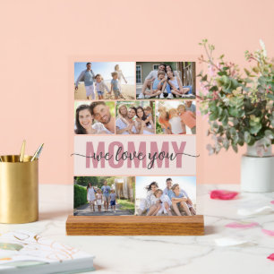Mommy wir Liebe Sie Foto Collage Pink 7 Bilder Acrylschild