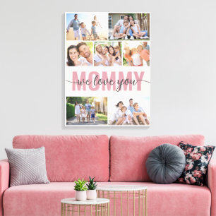 Mommy wir Liebe Sie Foto Collage Pink 7 Bilder Leinwanddruck