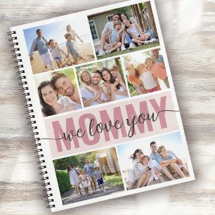 Mommy wir Liebe Sie Foto Collage Pink 7 Bilder Notizbuch