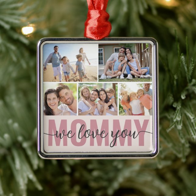 Mommy wir Liebe Sie FotoCollage Ornament Aus Metall (Baum)