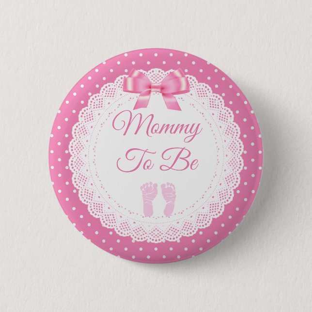 Mommy wird Girl's Pink Baby Shower Button (Vorderseite)
