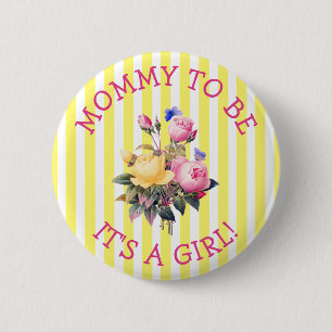 MOMMY wird Pink Floral Baby Shooting Button