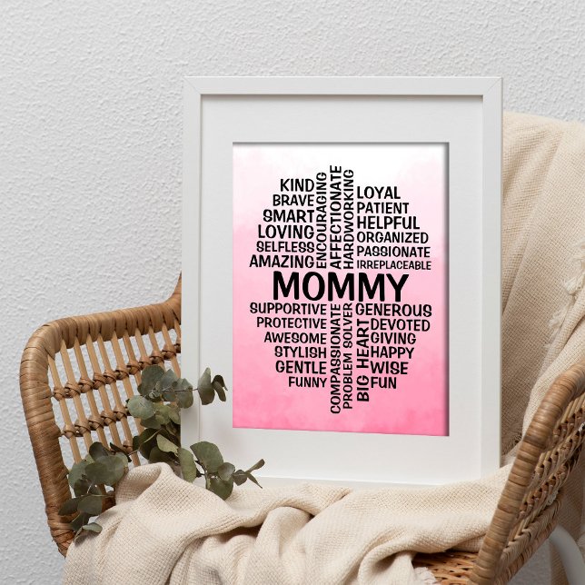 Mommy Word Cloud Name Pink Ombre Poster (Von Creator hochgeladen)