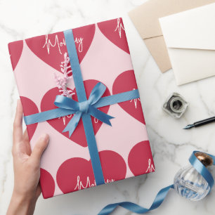 Mommy Wrapping Paper   Rosa Hintergrund und rotes  Geschenkpapier
