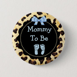 Mommy zu Leopard Print Baby Shower Button