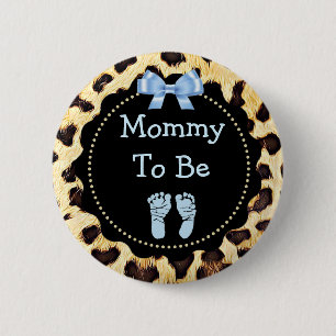 Mommy zu Leopard Print Baby Shower Button