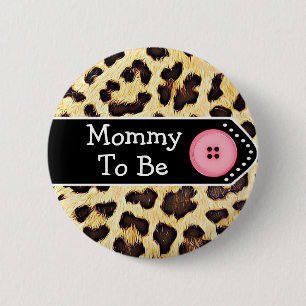 Mommy zu Leopard Print Baby Shower Button
