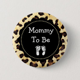 Mommy zu Leopard Print Baby Shower Button