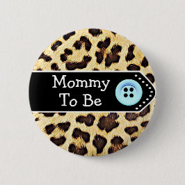 Mommy zu Leopard Print Baby Shower Button