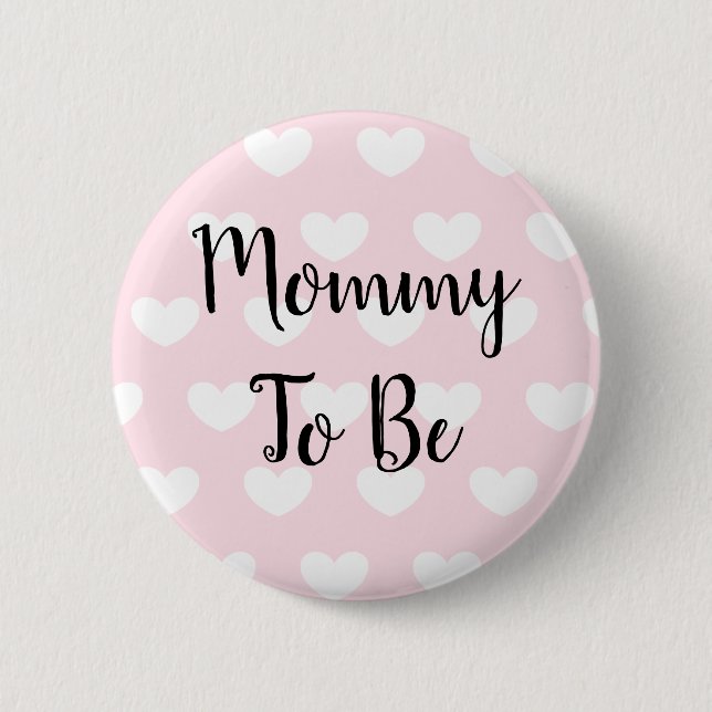 Mommy zu Pink Hearts Baby Shower Button (Vorderseite)