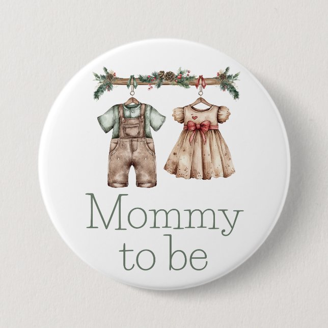Mommy zu Weihnachts-Baby-Button Button (Vorderseite)