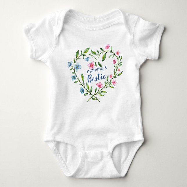 Mommy's Bestie - Rosa und blaues Herz Baby Strampler (Vorderseite)