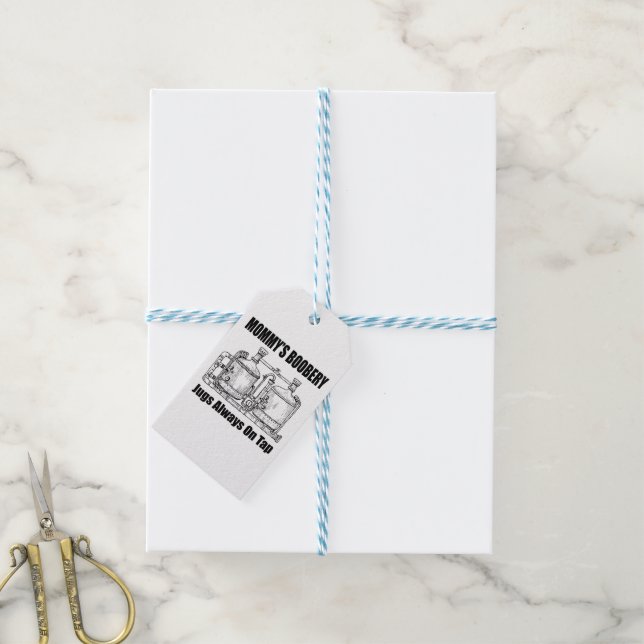 Mommy's Boobery Jugs immer Gestochen Geschenkanhänger (Mit Garn)
