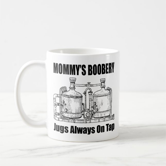 Mommy's Boobery Jugs immer Gestochen Kaffeetasse (Links)