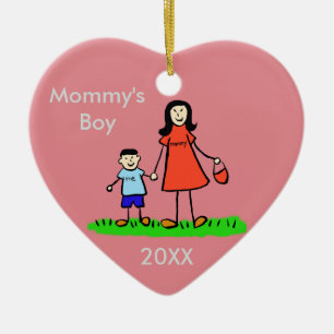 Mommy's Boy Family Character Custom Photo Ornament