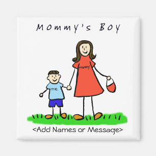 Mommy's Boy - Mother & Son Brünett Family Magnet