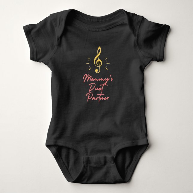 Mommy's Duet Partner Musician Treble Clef Baby Strampler (Vorderseite)