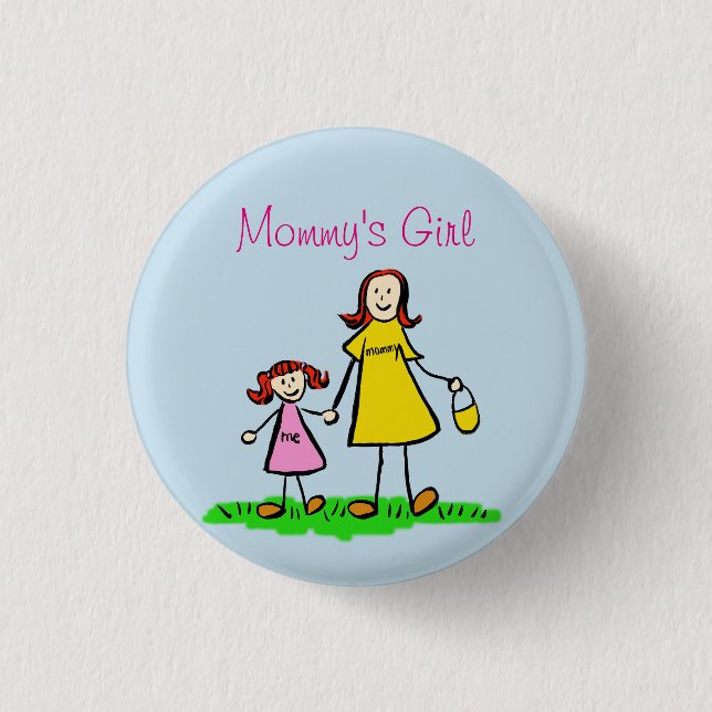 Mommy's Girl Family Art Custom Pendant Tasten Button (Vorderseite)