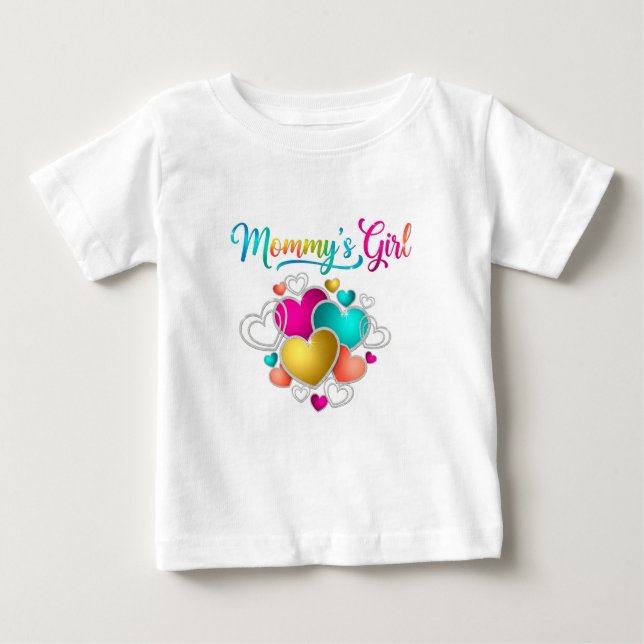 Mommy's Girl mit lebendigen Herzen Baby T-shirt (Vorderseite)