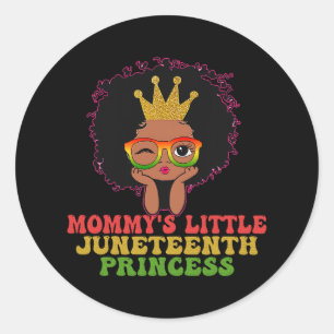 Mommy's Kleine Junetzehnte Prinzen feiern Schwarz Runder Aufkleber