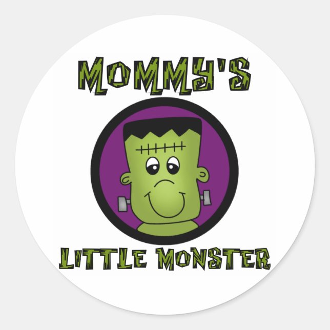 Mommy's Kleines Monster T - Shirt und Geschenke Runder Aufkleber (Vorderseite)