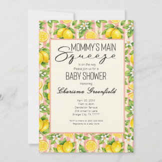 Mommys Liebling Lemon Pink Girl Baby Shower Einladung