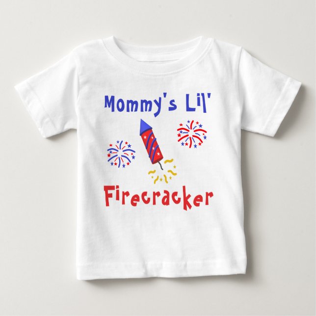 Mommy's Lil' Firecracker am 4. Juli Baby T-shirt (Vorderseite)