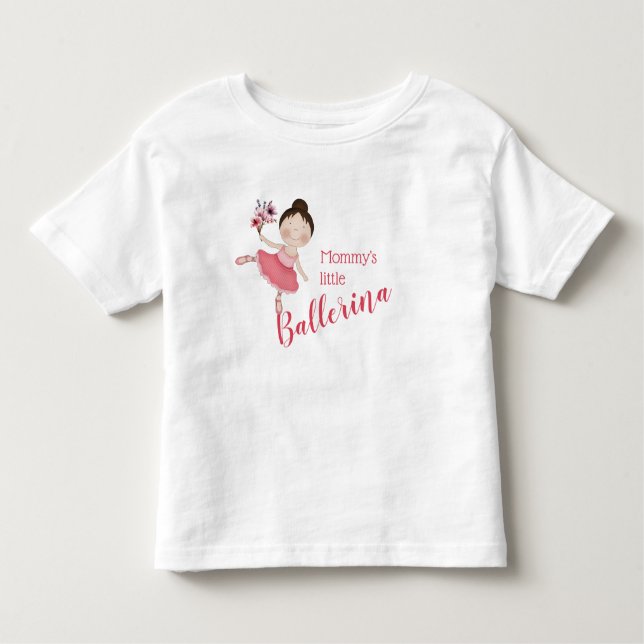 Mommy's Little Ballerina (Dunkelbraune Haare) Kleinkind T-shirt (Vorderseite)