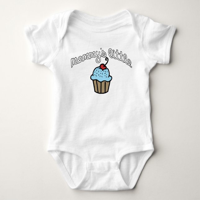 Mommy's Little Cupcake - Blau Baby Strampler (Vorderseite)