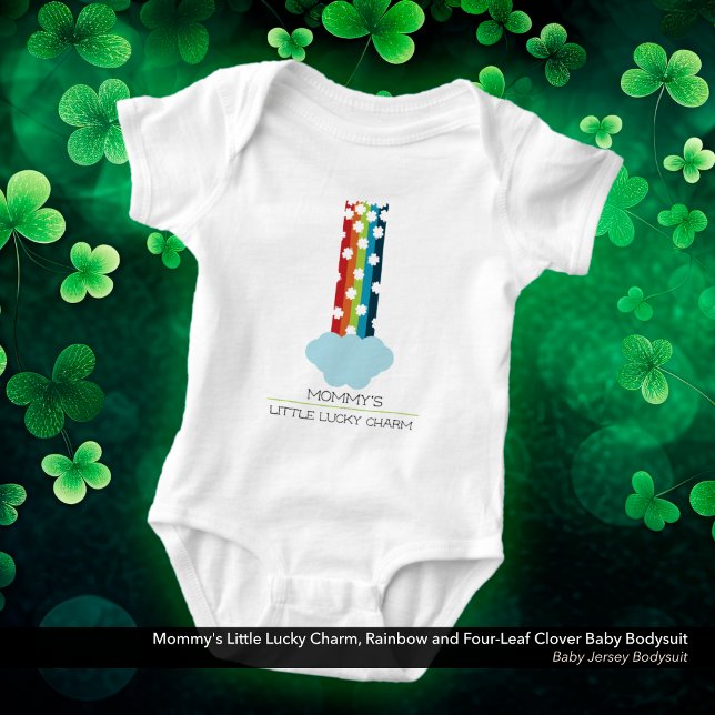 Mommy's Little Lucky Charm Rainbow 4-Leaf Klee Baby Strampler (Mommy's Little Lucky Charm Rainbow and Four-Leaf Clover Baby Bodysuit)