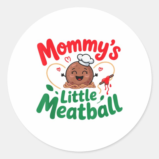 Mommys Little Meatball Italienische Familie Kinder Runder Aufkleber (Vorderseite)