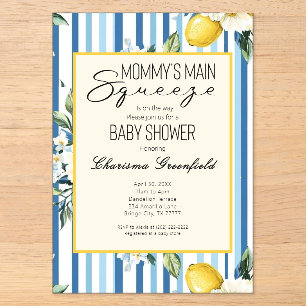 Mommys Main Squeeze Lemon Blue Boy Baby Shower-Ein Acryleinladungen