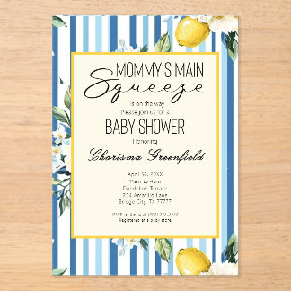 Mommys Main Squeeze Lemon Blue Boy Baby Shower-Ein Acryleinladungen