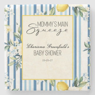 Mommys Main Squeeze Lemon Blue Boy Baby Shower-Ein Steinuntersetzer