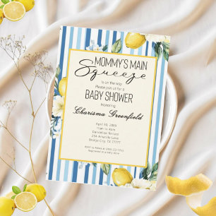 Mommys Main Squeeze Lemon Blue Boy Baby Shower Einladung