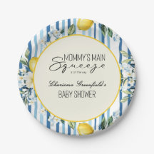 Mommys Main Squeeze Lemon Blue Boy Baby Shower