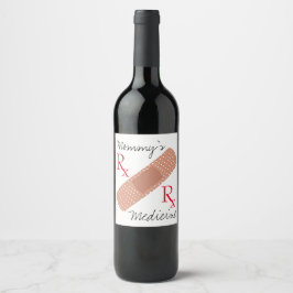 Mommy's Medicine Bandage Funny Wine Label Custom Weinetikett
