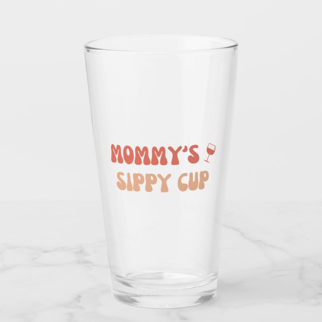 Mommy's Sippy Cup - Funny Wine Labels für Junge Mü Glas (Vorderseite)