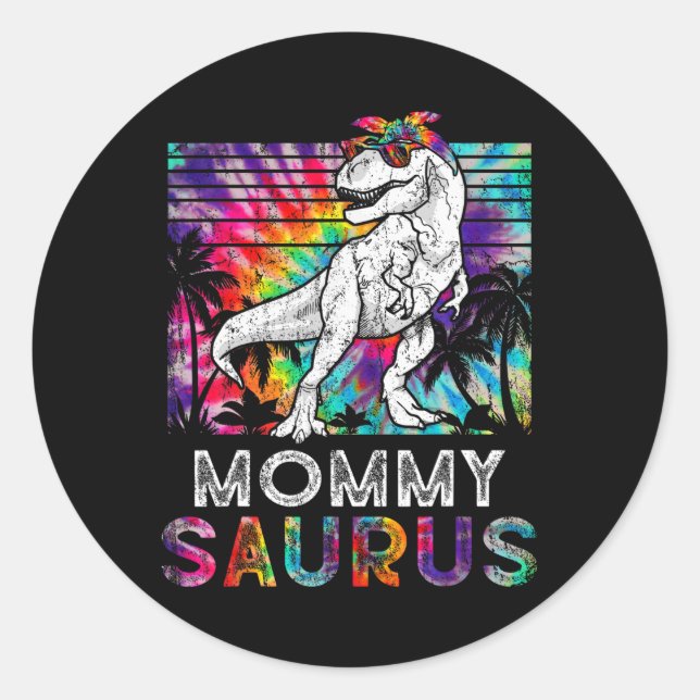 Mommysaurus Dinosaur Mutter Saurus Familie passend Runder Aufkleber (Vorderseite)