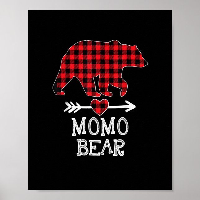 Momo Bear Christmas Pajama Red Kariert Buffalo Fam Poster (Vorne)