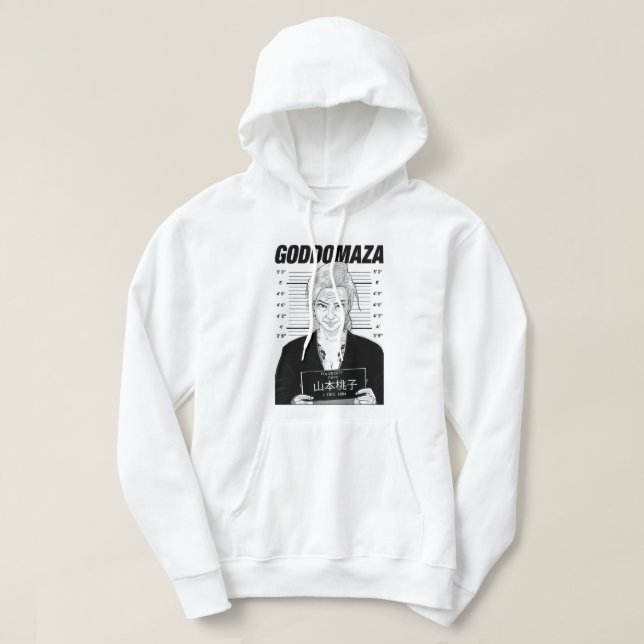 MOMOKO MUGSHOT HOODIE WHITE T-SHIRT (Design vorne)
