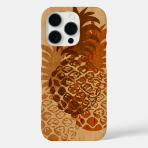 Momona Ananas Hawaiian Tropical Faux Holz iPhone 16 Pro Hülle