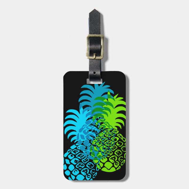Momona Ananas Hawaiian Tropical Gepäckanhänger (Vorderseite vertikal)