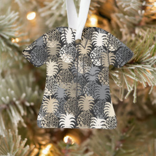 Momona Hawaiian Tropical Pineaple Aloha Shirt-Blk Ornament