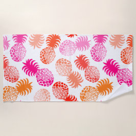 Momona Hawaiian Tropical Pineapse - Rosa - Weiß Strandtuch
